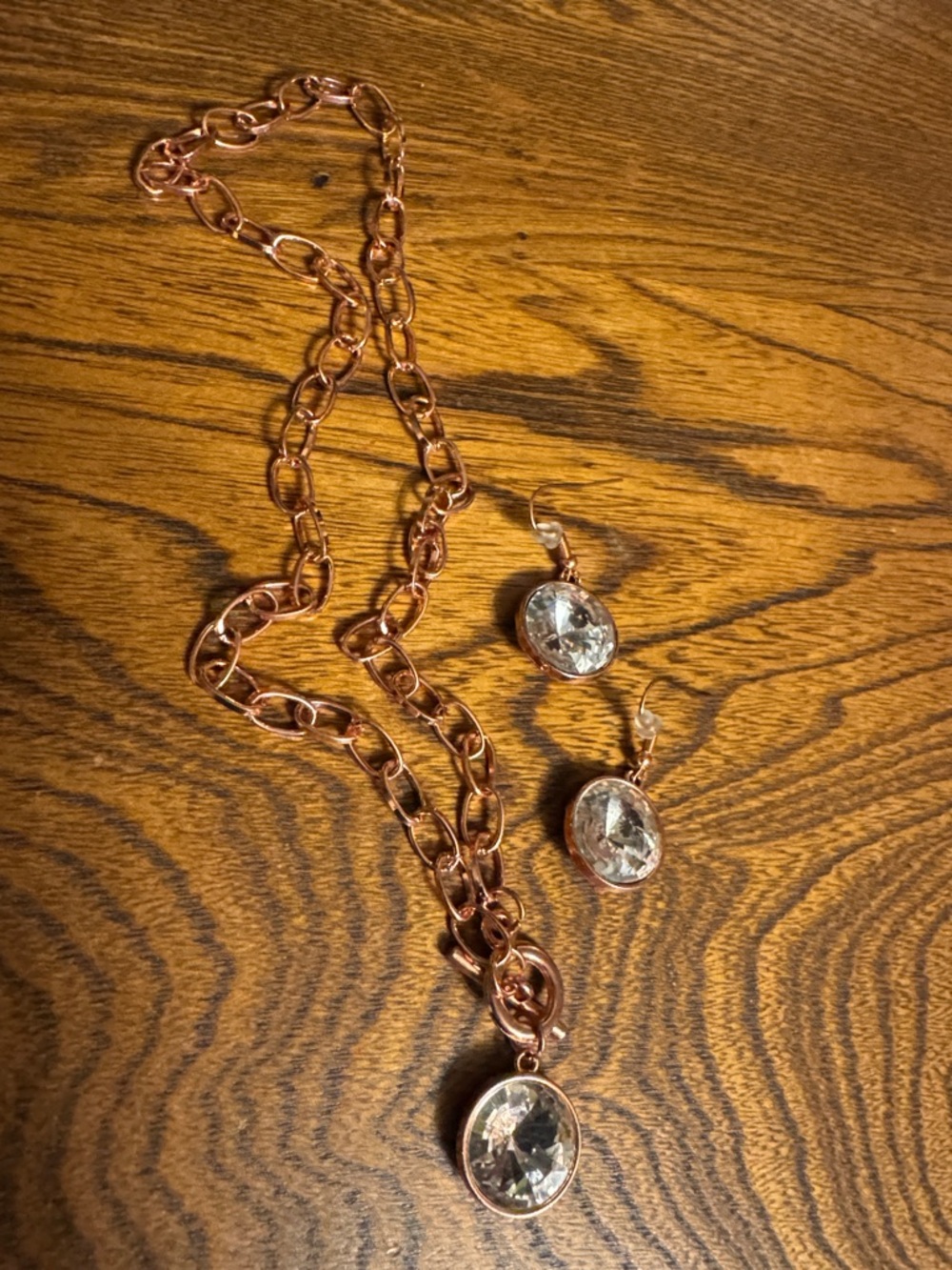 NWOT Elegant Rose Gold Necklace and Earring Set